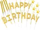 byou Candele di Compleanno,Candele per Torta 21 Pezzi Oro Star Toppers Happy Birthday Lett...