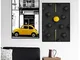 HYFBH Cornici Decor Nordic Città in Bianco e Nero Paesaggio su Tela Pittura Yellow Car Pos...
