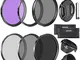 Neewer - Kit di filtri per obiettivi da 52 mm, UV, CPL, FLD, ND2, ND4, ND8 e paraluce, cop...