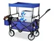 Relaxdays 10020534 Carrello a Mano con Ruote e Tetto Ripiegabile, Azzurro, XXL