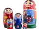 Heka Naturals Kurochka Stile Matrioska Bambole | Set di 5 (18 cm) Matrioska Bambole Nidifi...