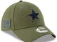 New Era 39Thirty Cap - Salute to Service Dallas Cowboys, Unisex - Adulto Bambino, Oliva, L...