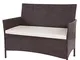 Mendler Serie Halden per l'esterno Divano Sofa 2 posti polyrattan Marrone con Cuscino Avor...