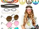 LOHAME 9pz Hippie Costume Set Retrò Accessori Hippie Costume Bohemia Set Costume Anni '60...