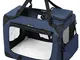 FEANDREA Trasportino per Cane, Gabbia Pieghevole, L (70 x 52 x 52 cm), Blu Scuro PDC70Z