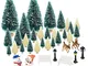 KBNIAN 36 Pz Mini Albero di Natale Mini Sisal Albero di Natale Piccolo con Base in Legno A...