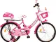 Byox Bicicletta per Bambini 20 Pollici 2082 2082 Rosa, Ruote di Supporto, Due cestini port...