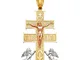 Top Gold & Diamond Jewelry 14 K Giallo Oro Bianco Rosa Croce Religiosa di Caravaca Ciondol...