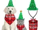 Bandane per Cani di Natale Bandana per Cani Scozzese Rossa e Cappello da Babbo Natale di C...