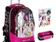 TROLLEY ZAINO SCUOLA Miracle tunes Band con paillettes + astuccio ovale zip + diario + por...