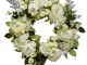 RETYLY 16 Pollice Peony Hydrangea Wreath,Corona di Fiori di Ghirlanda Artificiale Fiore Co...