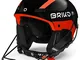 Briko - Casco da Sci Slalom France Shiny Black Orange Fluo, Nero, 56