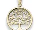 Collana con amuleto dell’albero della vita, ciondolo di giada, in oro 585 giallo e bianco....