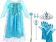 Vicloon Elsa Costume, Set da Principessa Elsa Corona Bacchetta Guanti Treccia,Ragazze Elsa...