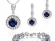 Crystalline Azuria Donna 18ct Placcato Oro Zaffiro simulato Blu Cristalli di Zirconi Roton...