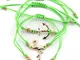 Musthaves - Set di 3 bracciali da donna con fenicottero, ancora e croce, lunghezza regolab...