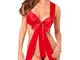 FIOCCO DI RASO ROSSO SEXY DA INDOSSARE COMPLETINO INTIMO DIVENTA TU STESSA IL REGALO PER I...