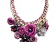 DELEY Donne Fiore Fascino di Cristallo Grosso Catena Bib Dichiarazione Choker del Collare...