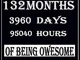 You Have 11 year, 132 month , 3960 day and 95040 hour Of Being Owesome Birthday NoteBook 2...