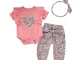 3 PCS Bambina Completini e Coordinati Neonata Top + Pantaloni + Headband Prima Infanzia Ab...