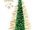 EEX Albero di Natale Pieghevole, 1,5 m Albero di Natale Artificiale con Paillettes per Nat...