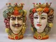 Teste di moro in ceramica siciliana"COLOR EDITION" coppia 25 CM