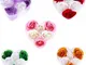 Set di 15 cofanetti a forma di cuore con 6 fiori di sapone decorati con fiocco - saponi, s...