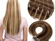 100 Ciocche Extension Capelli Veri Microring 40cm 100% Remy Human Hair con Anelli Loop Ext...