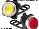 Luci per Bicicletta, Luci Bici 650mAh USB Ricaricabile Impermeabile LED Faro e Fanale Post...