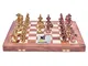 Ottone Metallo Pieghevole Scacchiera Game Set Army Tema di Design Scacchi all'Interno Cons...