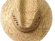 Cappello Di Paglia, Da Uomo/Donna, Taglia cappello 55 – 63 cm XXL, falda dritta Beige/Natu...