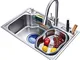WSJ Lavello da Cucina Multi-Funzione Nano Kitchen 304 in Acciaio Inox lavabo da Balcone, l...
