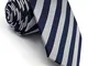 S&W SHLAX&WING Cravatta da uomo Strisce Blu Grey Magra Cravatta Attività commerciale 6cm