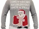 Threadbare, maglione per adulti, con motivi natalizi e di Babbo Natale Rude Santa -Gravel...