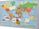 Cartina mappa del mondo in sughero con cornice 90x60 cm - Memo board in sughero con 20 ban...