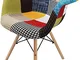 Sedia poltroncina Robusta in Tessuto Patchwork Gambe in faggio (1)