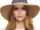 Maylisacc Cappello Paglia Donna a Tesa Larga, Cappelli da Sole Eleganti Cappello Floscio E...