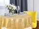 ShinyBeauty Tovaglia quadrata con paillettes, 125 x 125 cm, colore oro, tovaglia luccicant...