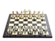 GiftHome, set di scacchi in metallo per adulti, fatti a mano e scacchiera in legno a forma...