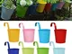 Vasi di Fiori, RIOGOO Giardino Vasi Appesi Benne Hanging Planter, Fiore del Metallo Vasi d...