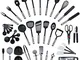 KRONENKRAFT, set di 42 utensili da cucina in acciaio inox e nylon, strumenti per cucinare,...