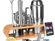 DINOKA Cocktail Set 18 Pezzi Professionale 304 Acciaio Inossidabile 750ml ，4 Pietre Di Wh...