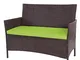 Mendler Serie Halden per l'esterno Divano Sofa 2 posti polyrattan Marrone con Cuscino Verd...