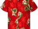 King Kameha Funky Camicia Hawaiana, Small Flower, Rosso, M