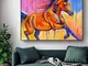 ganlanshu Pittura murale Cavallo in Esecuzione Animale Stampa Tela Foto Soggiorno Decorazi...