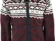 GURU SHOP, Cardigan con Motivo Norvegese, Giacca in Lana, Giacca Nepal Rossa, Modello 20,...