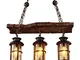 Ruanpu Vintage Plafoniera Lampadario a sospensione Light Industrial Woody Metal Cage Frame...