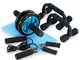 TOMSHOO 5-in-1 Fitness Workout Set - AB Wheel Roller Addominali +2 Maniglie per Flessioni...