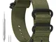 19 millimetri dell'esercito verde squisito un pezzo cinturini per orologi stile NATO nylon...