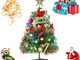 50CM Albero di Natale Piccolo,Mini Albero di Pino di Natale Artificiale con luci e Ornamen...